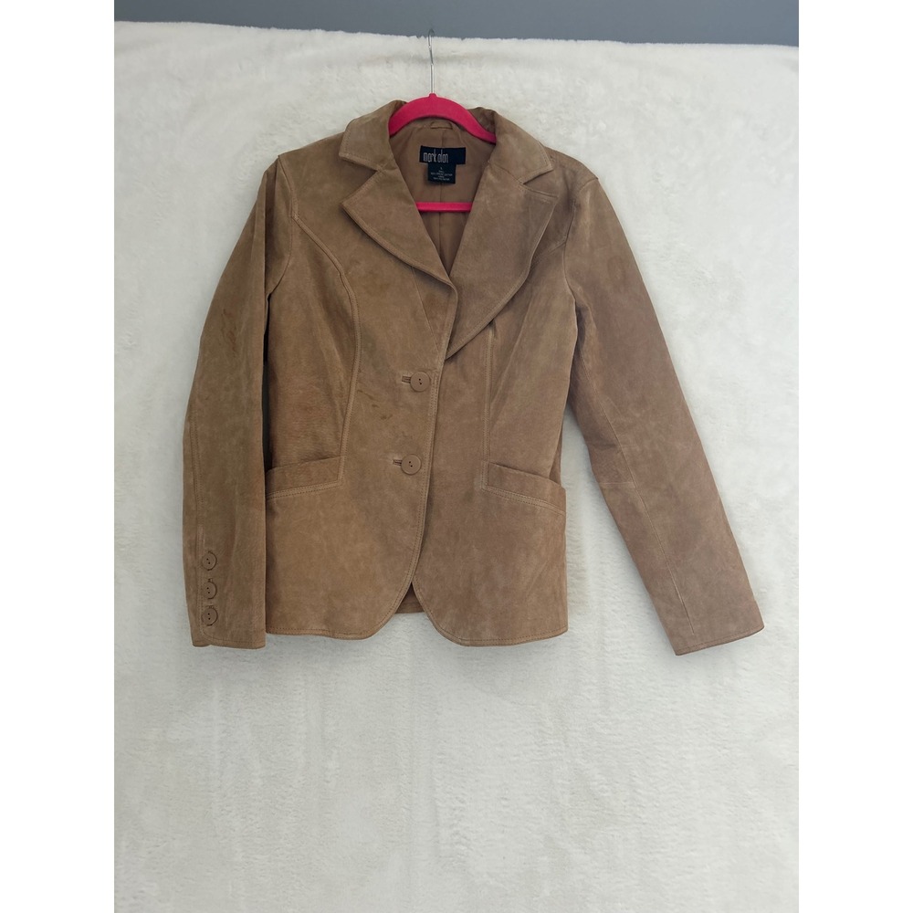 Mark Alan Tan Suede Leather Blazer Jacket Two Button Western Yoke RN 96518